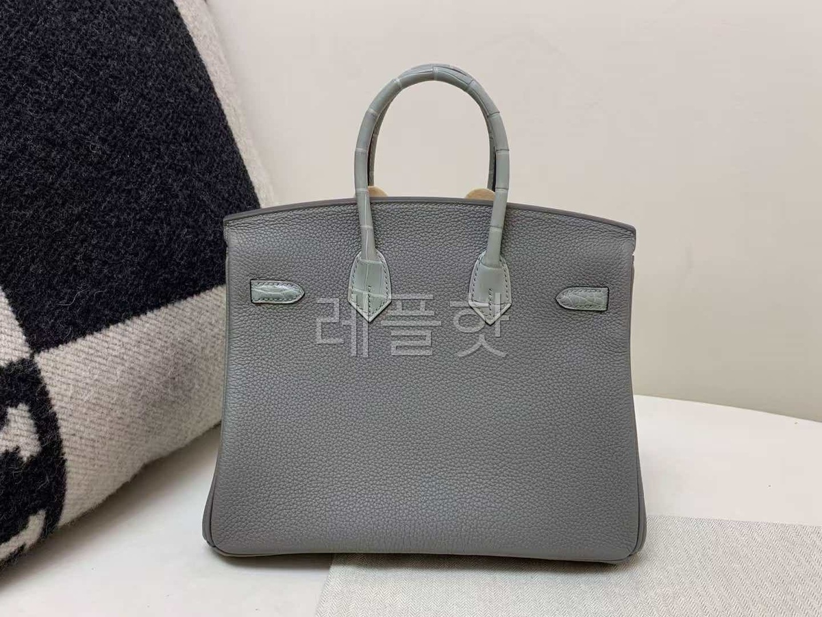 Hermès Birkin 25 Gris Mouette Togo & Alligator Mississippiensis x Palladium Hardware