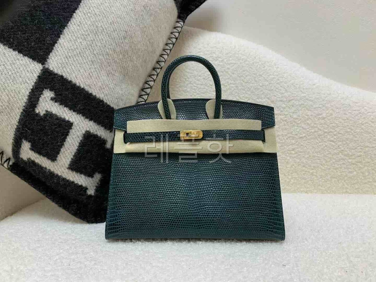 Hermès Birkin20 Lizard Pine Green x Gold Hardware