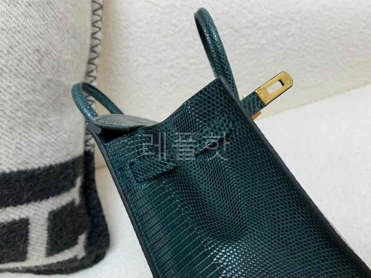 Hermès Birkin20 Lizard Pine Green x Gold Hardware