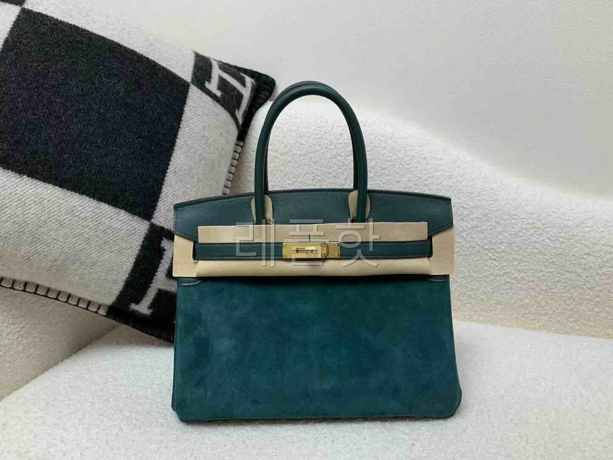 Hermès Birkin 30 Suede & Swift Lake Blue x Gold Hardware