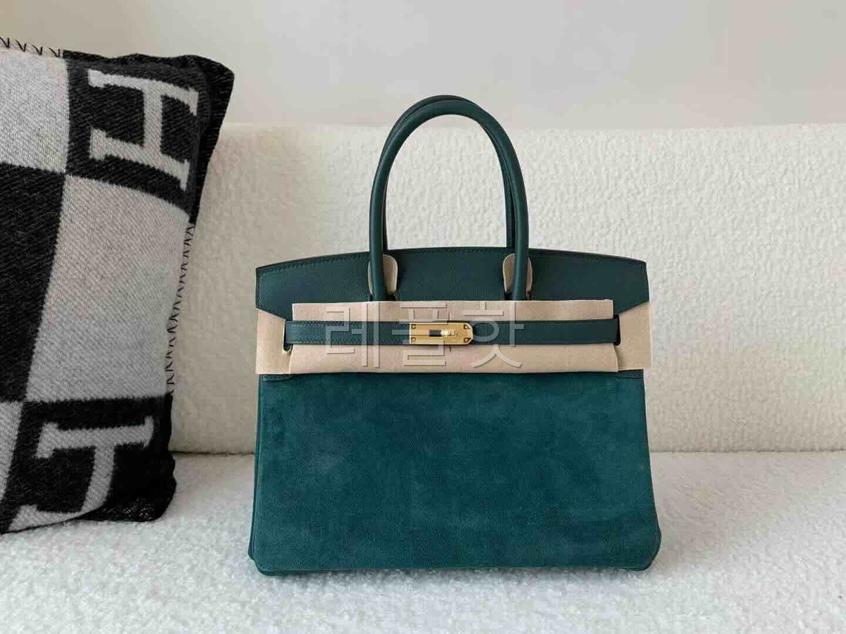 Hermès Birkin 30 Suede & Swift Blue x Gold Hardware