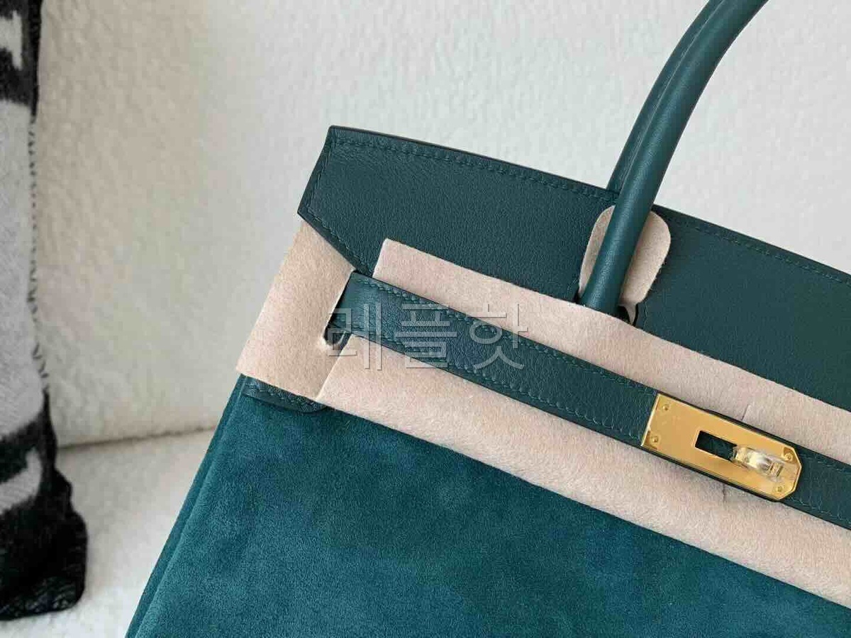 Hermès Birkin 30 Suede & Swift Blue x Gold Hardware