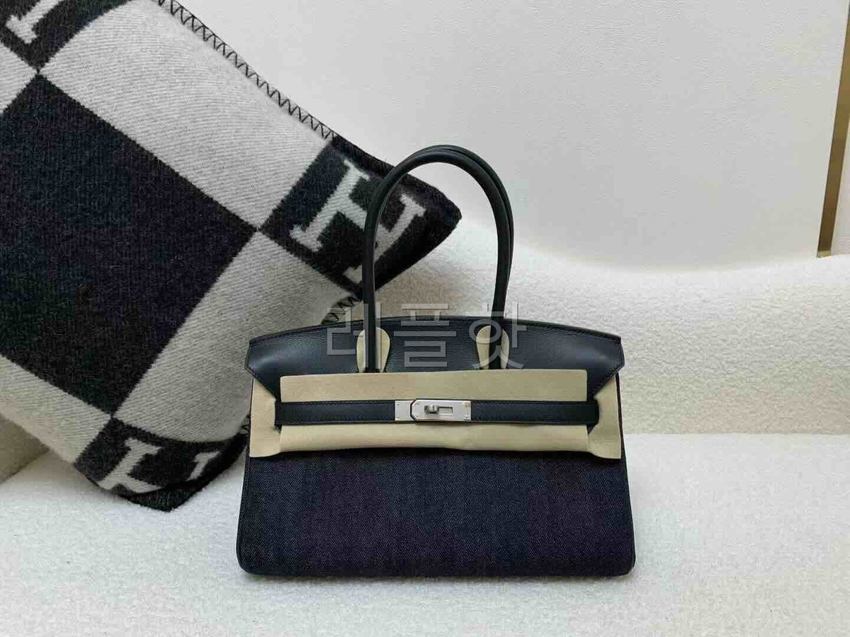 Hermès Birkin Shoulder 29 Canvas & Swift Blue x Palladium Hardware