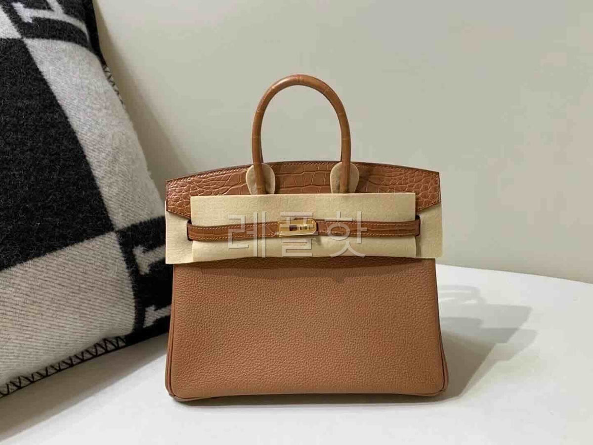 Hermès Birkin 25 Touch Gold Togo & Alligator x Gold Hardware