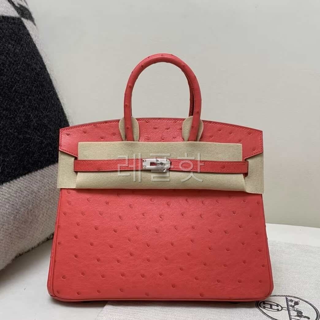 Hermès Birkin 25 Ostrich Rose Jaipur x Palladium Hardware