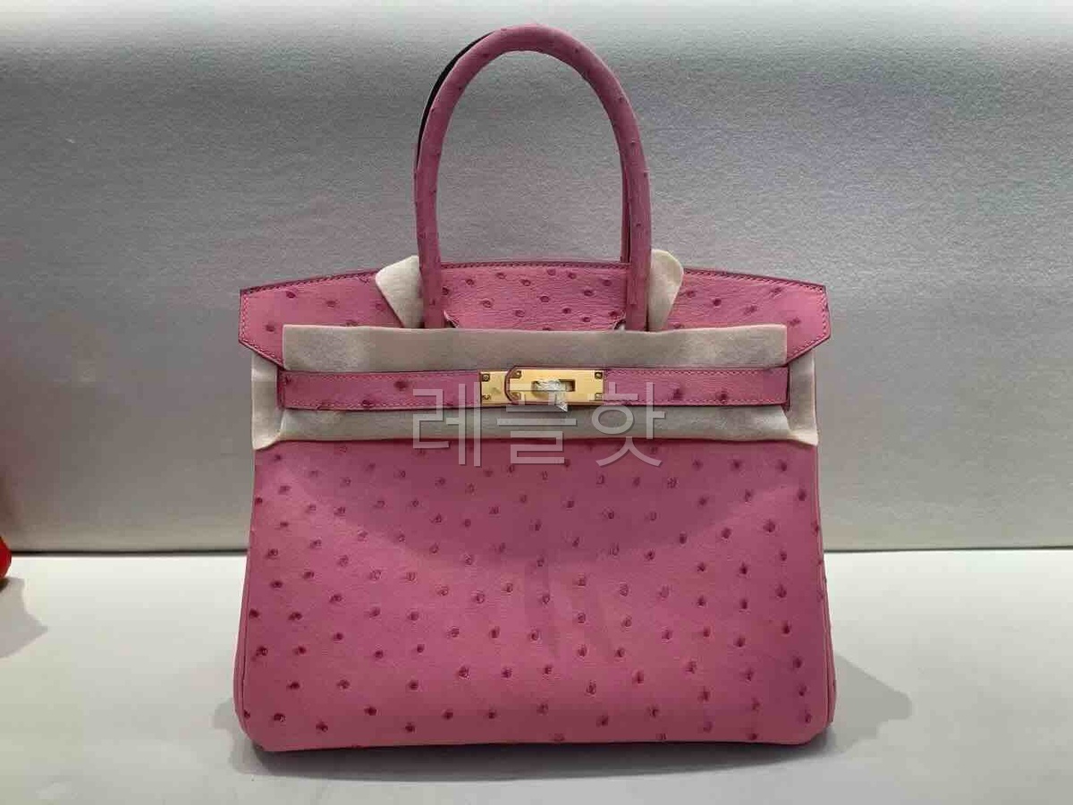 Hermès Birkin 30 Ostrich Rose Bubblegum x Gold Hardware