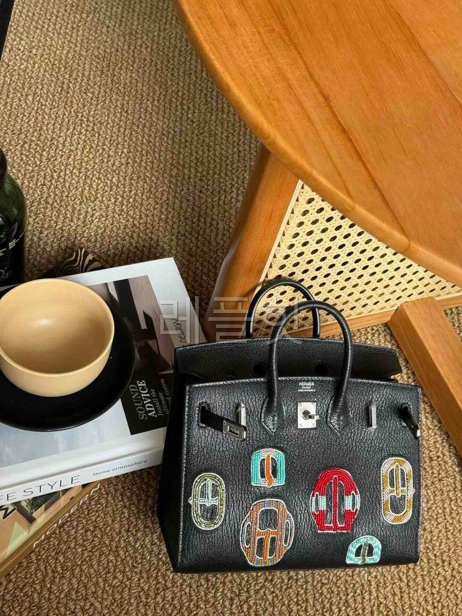 HERMÈS Limited Edition Birkin 20 Sellier Bouclerie Moderne Casaque Noir (89) Chevre x Palladium hardware