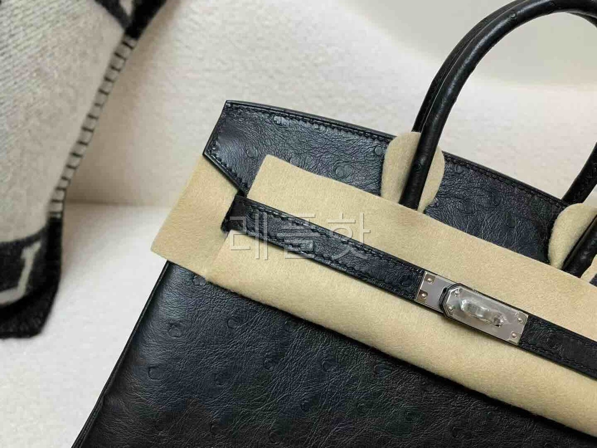 Hermès Birkin 25 Ostrich Noir x Palladium Hardware