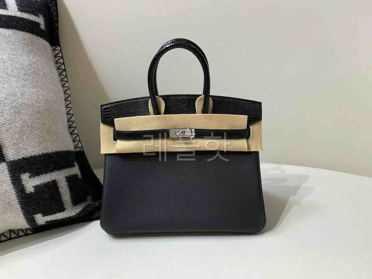 Hermès Birkin 25 Touch Noir Togo & Lizard x Palladium Hardware