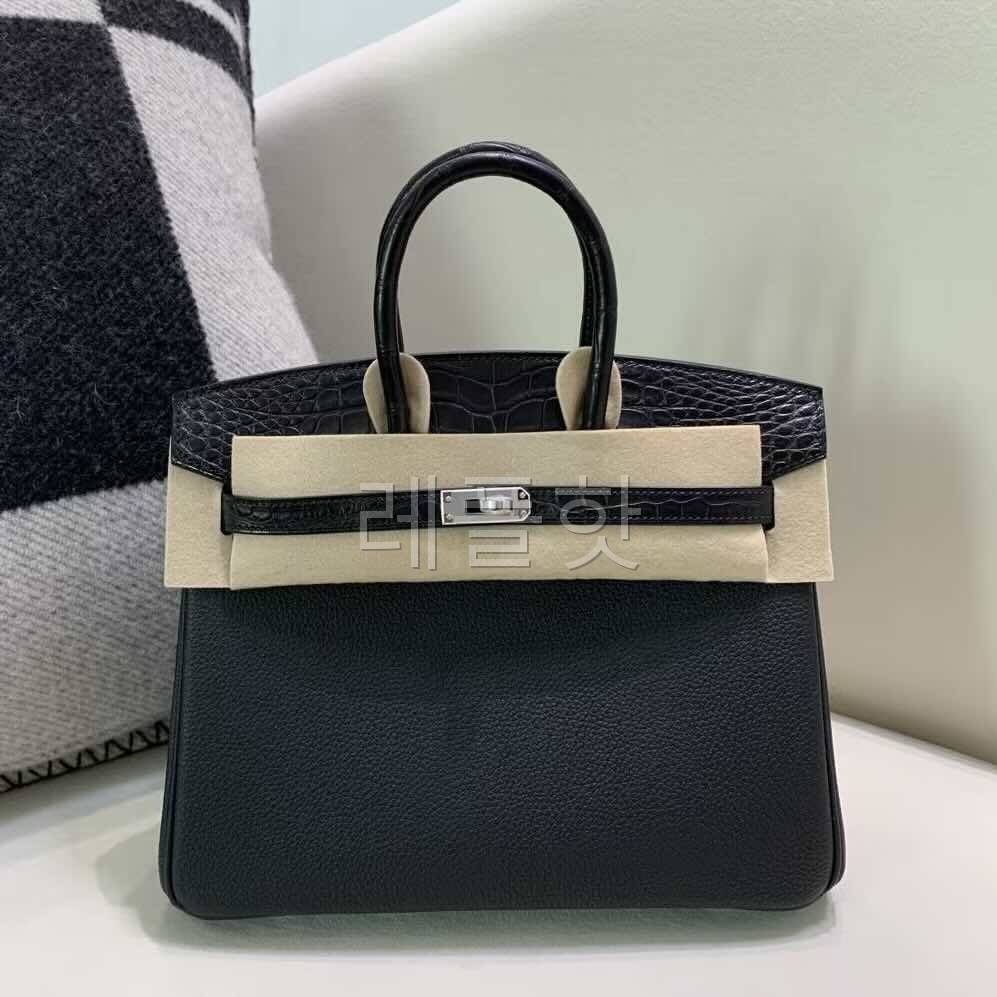 Hermès Birkin 25 Touch Noir Togo and Matte Alligator x  Palladium Hardware