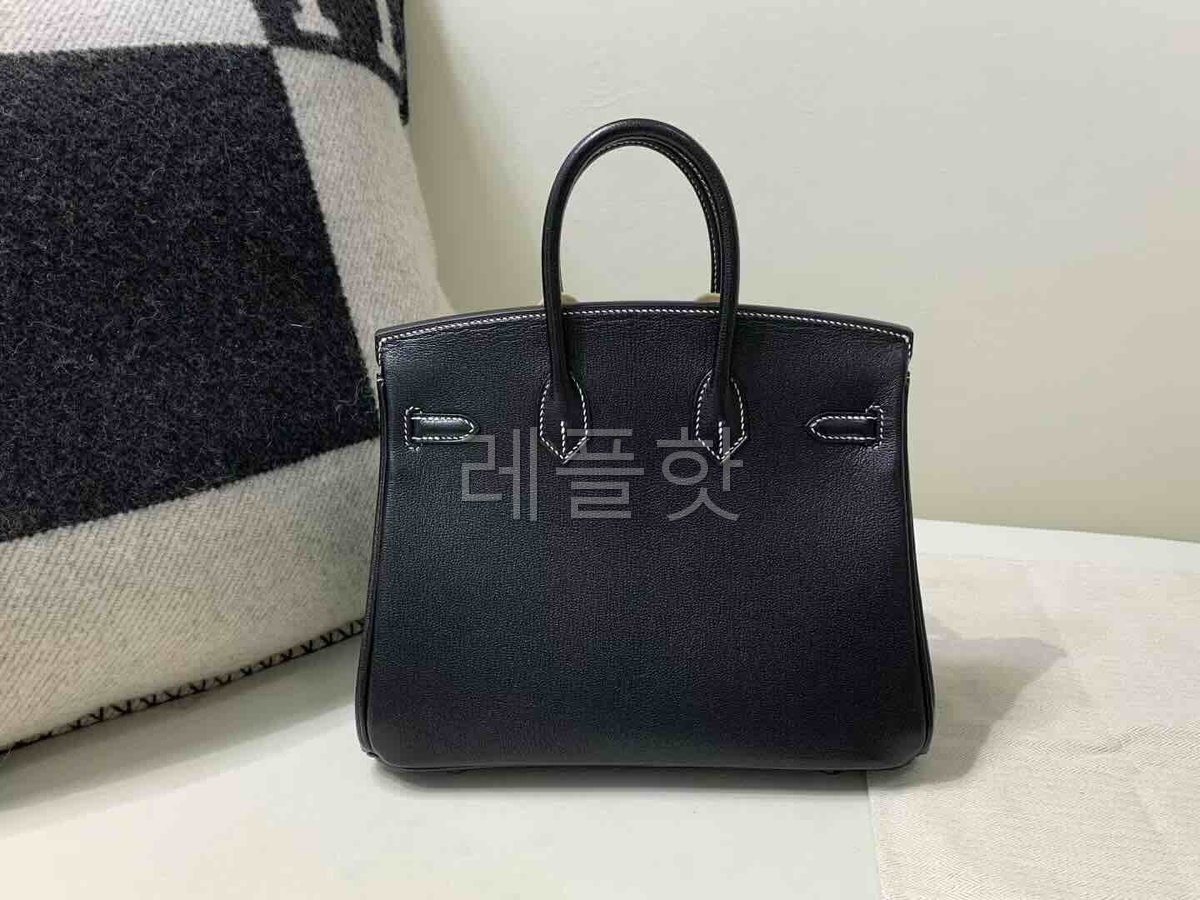 Hermès Birkin 25cm Chèvre Noir & Pearl Grey x Matte x Palladium Hardware