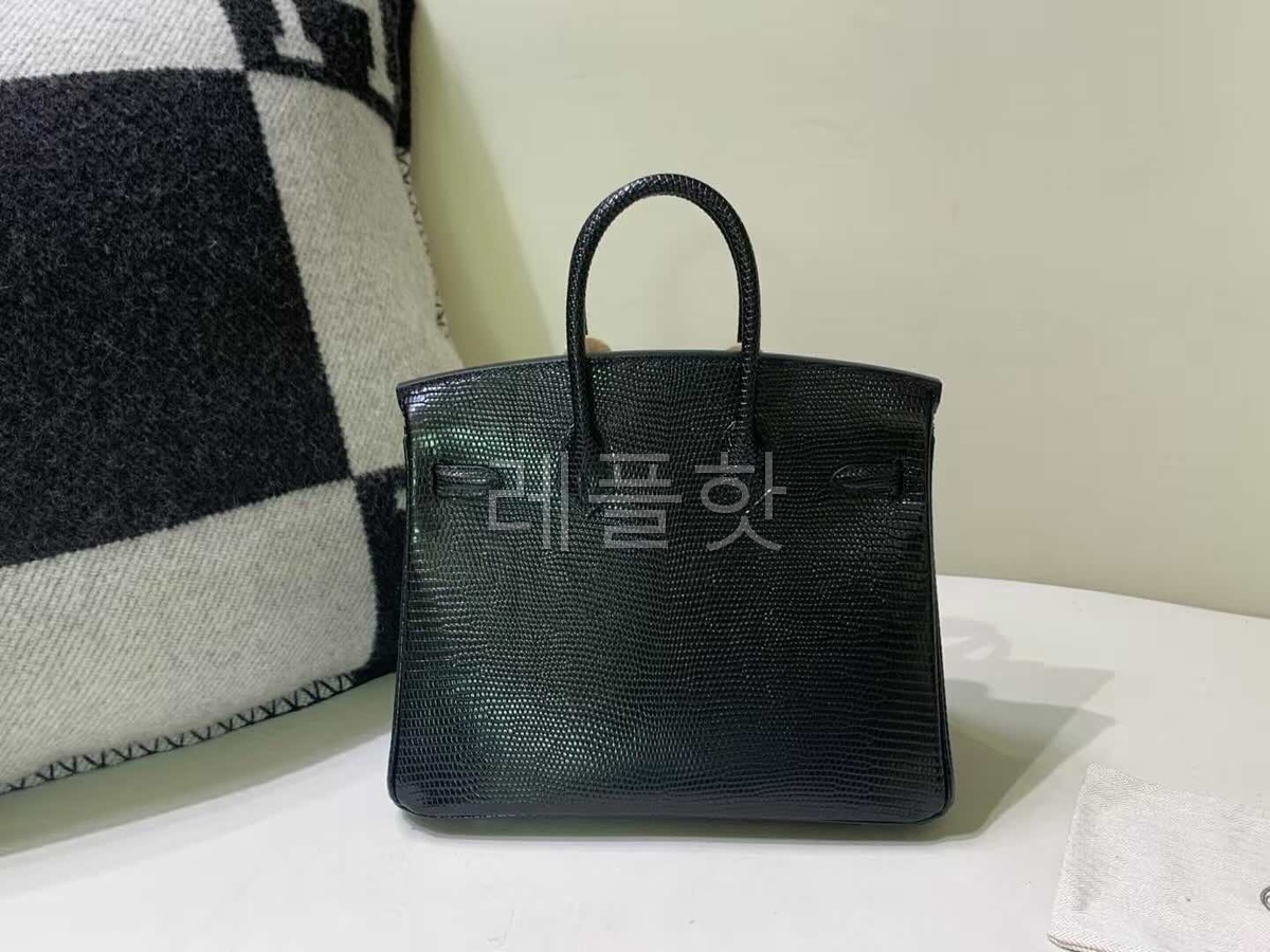 Hermès Birkin 25 Lizard Noir x Palladium Hardware