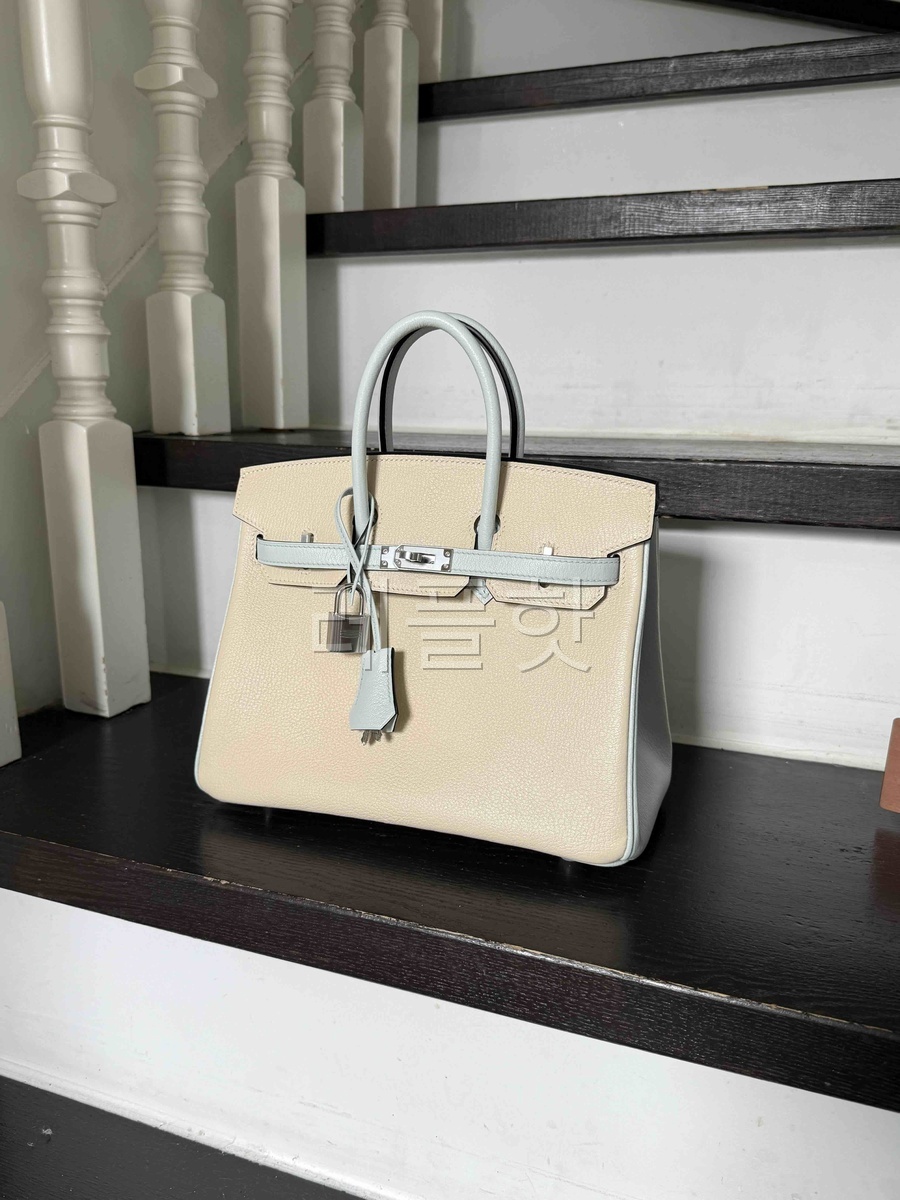 Hermès Birkin25 Chevre Mysore Nata x Blue Brume x Palladium Hardware(HCP)