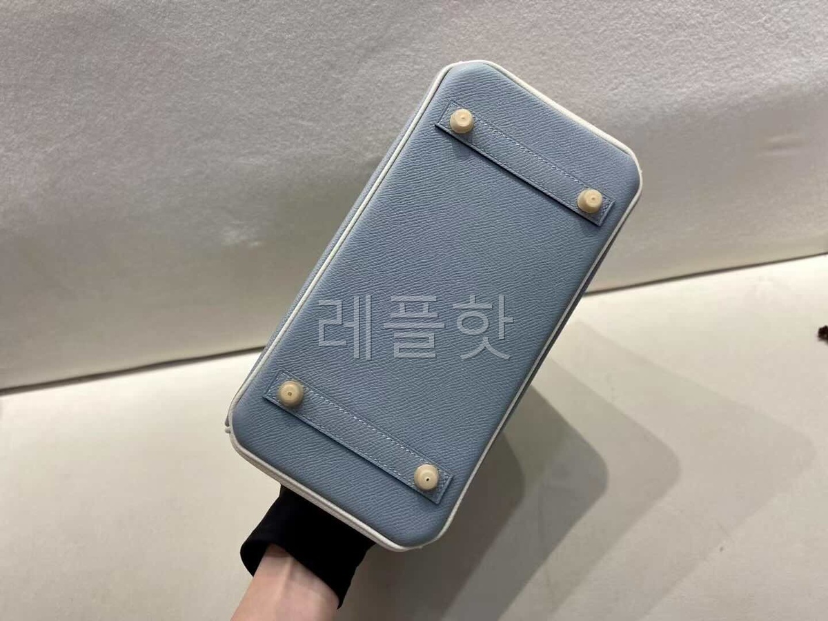 Hermès Birkin 25 Epsom Bleu de Prusse & White x Gold Hardware