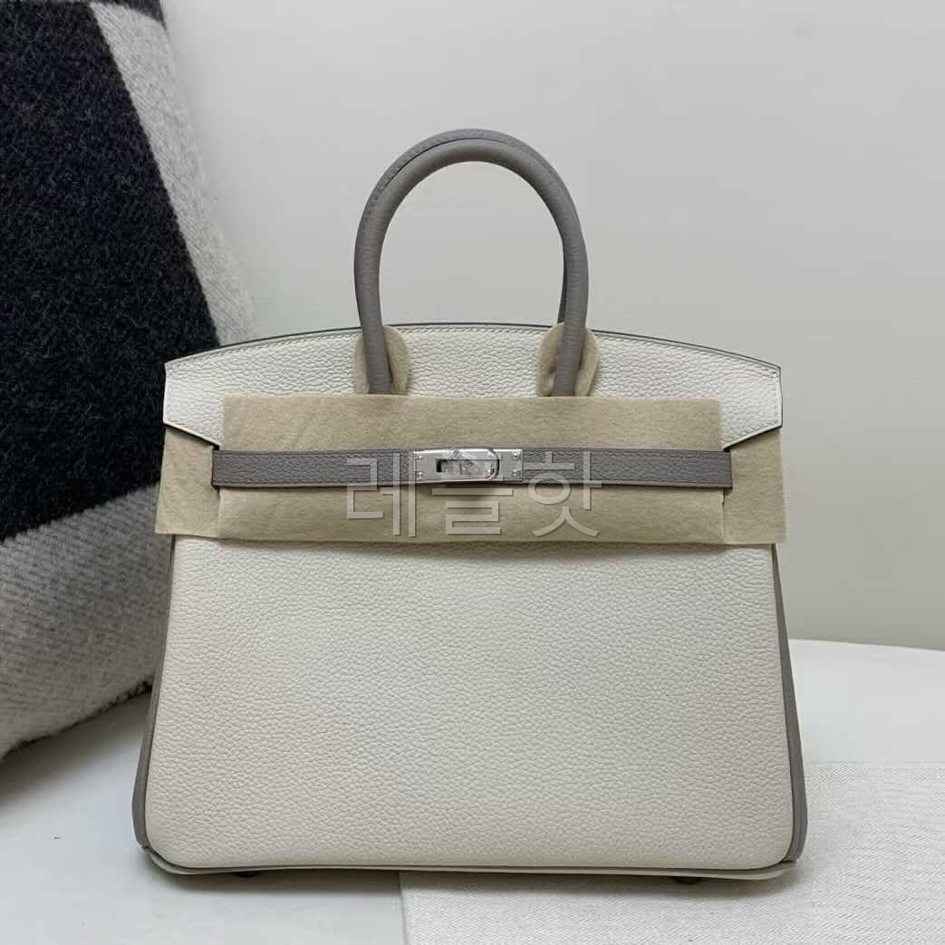 Hermès Birkin 25 Togo Craie and Gris Tourterelle x Palladium Hardware