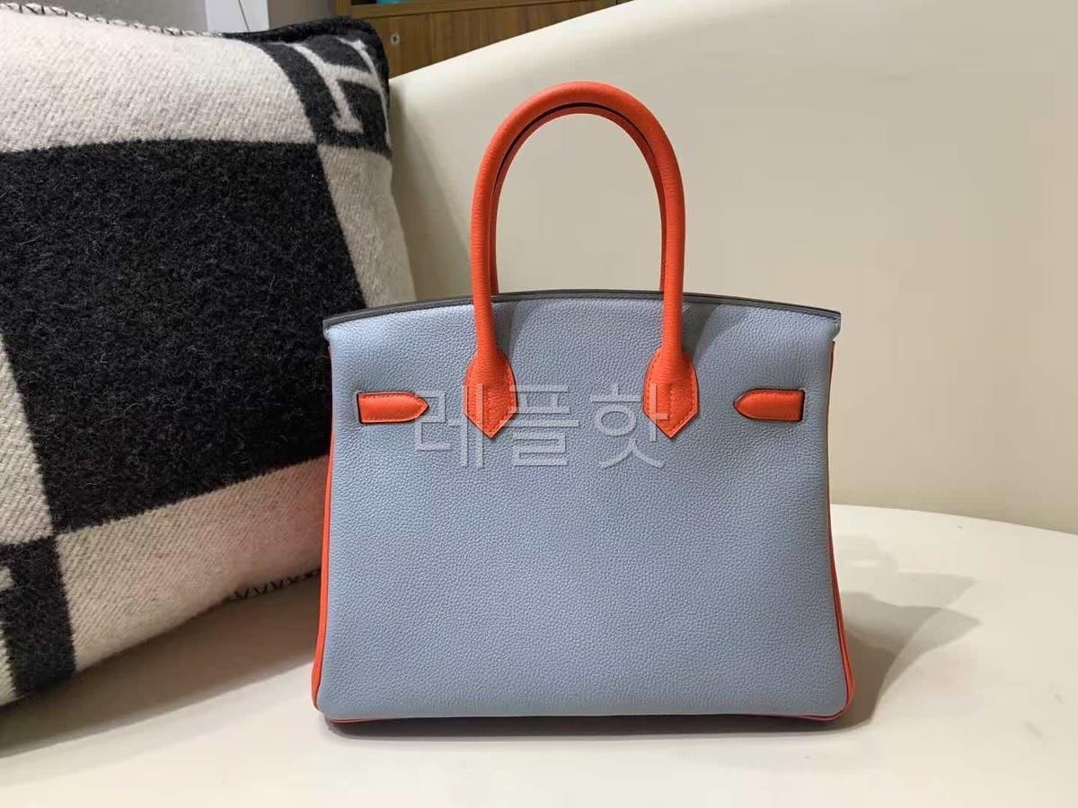 Hermès Birkin 25 Togo Blue Electric / Orange / Bleu Glacier in x Palladium Hardware