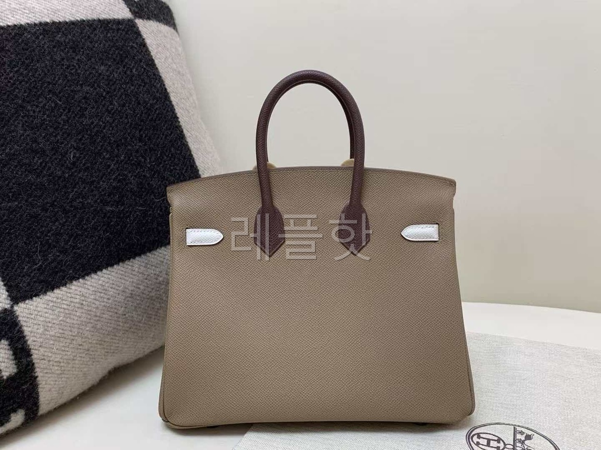Hermès Birkin 25 in Etoupe with White Strap x Palladium Hardware
