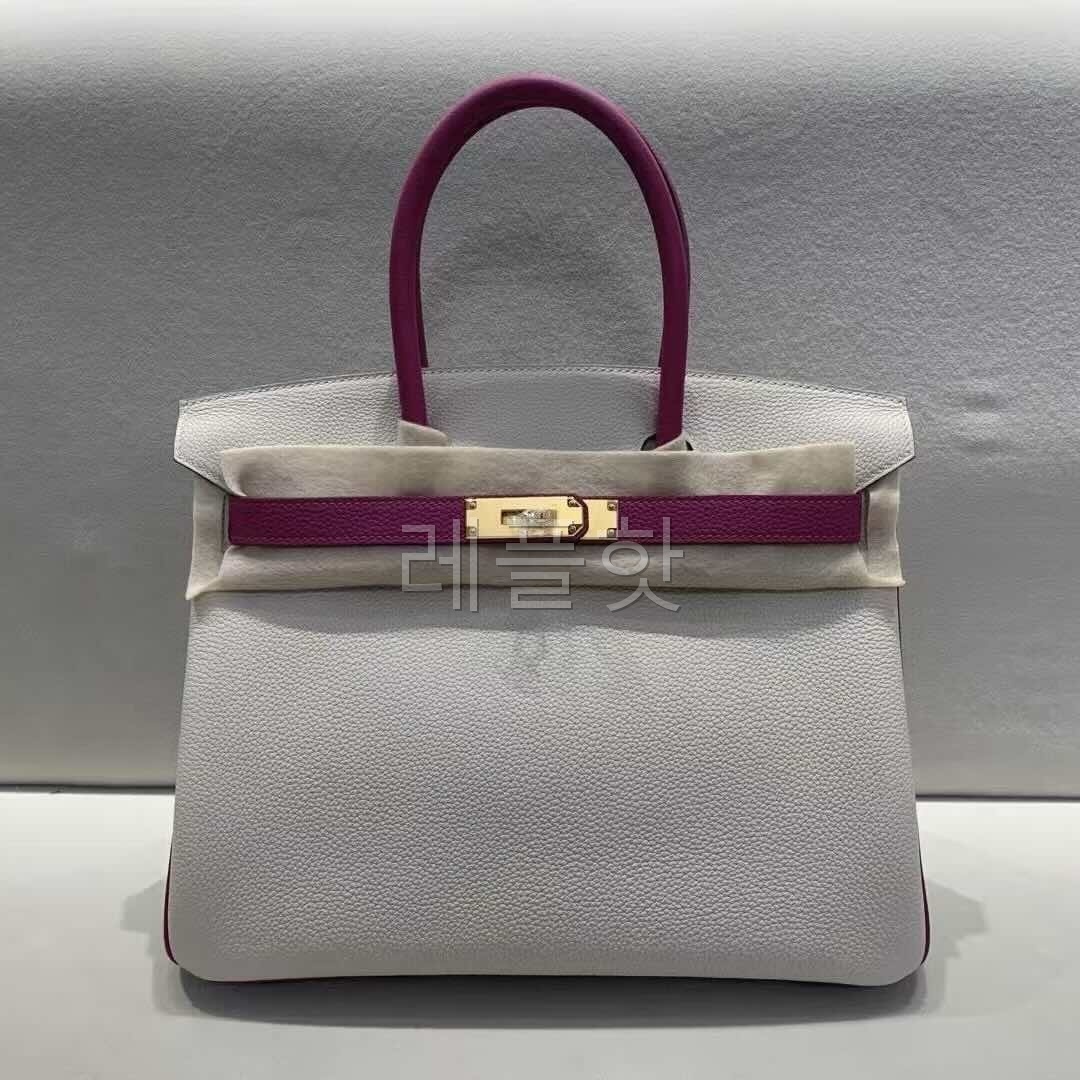 Hermès Birkin 30 Togo White & Rose Pourpre x Gold Hardware