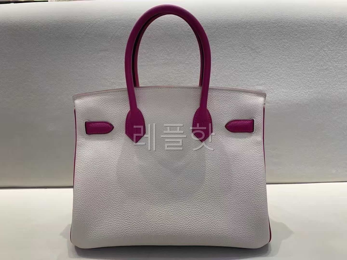 Hermès Birkin 30 Togo White & Rose Pourpre x Gold Hardware