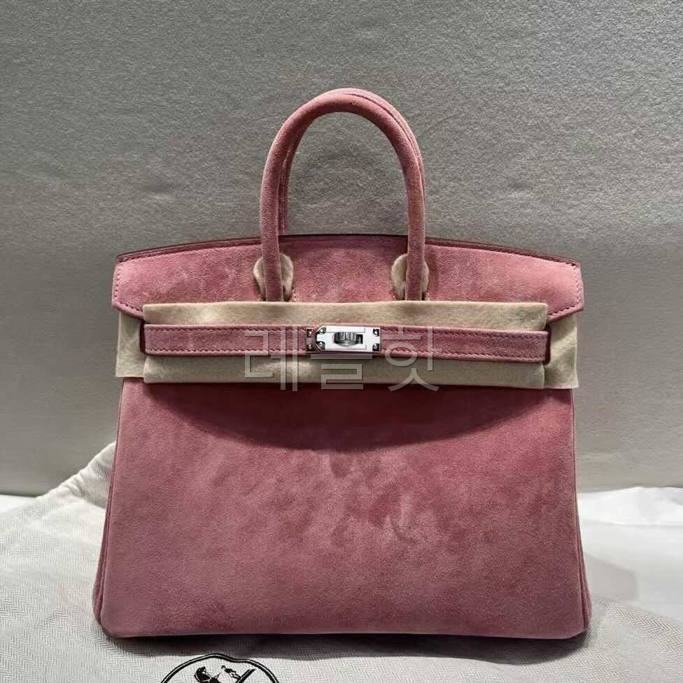 Hermès Birkin 25 Doblis Suede Rose Jaipur x Palladium Hardware