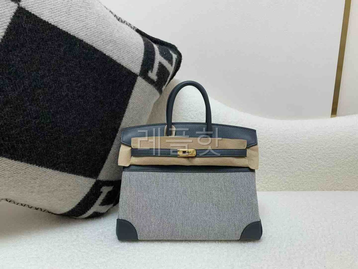 HERMÈS Birkin 25 Toile H canvas Swift Palladium hardware