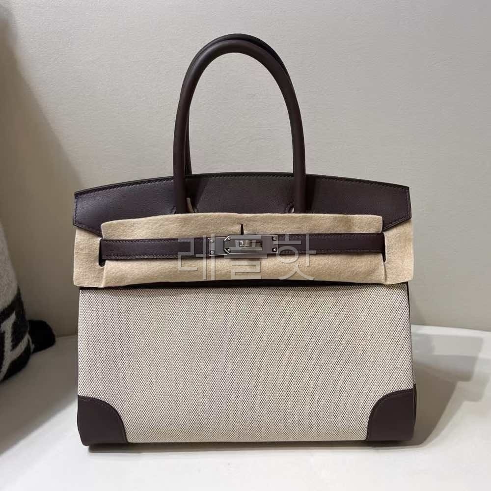 HERMÈS Birkin 30 Toile H canvas Swift Palladium hardware