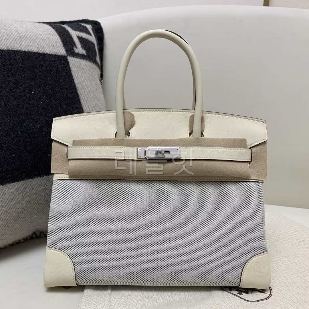 HERMÈS Birkin 30 Toile H canvas Swift Palladium hardware
