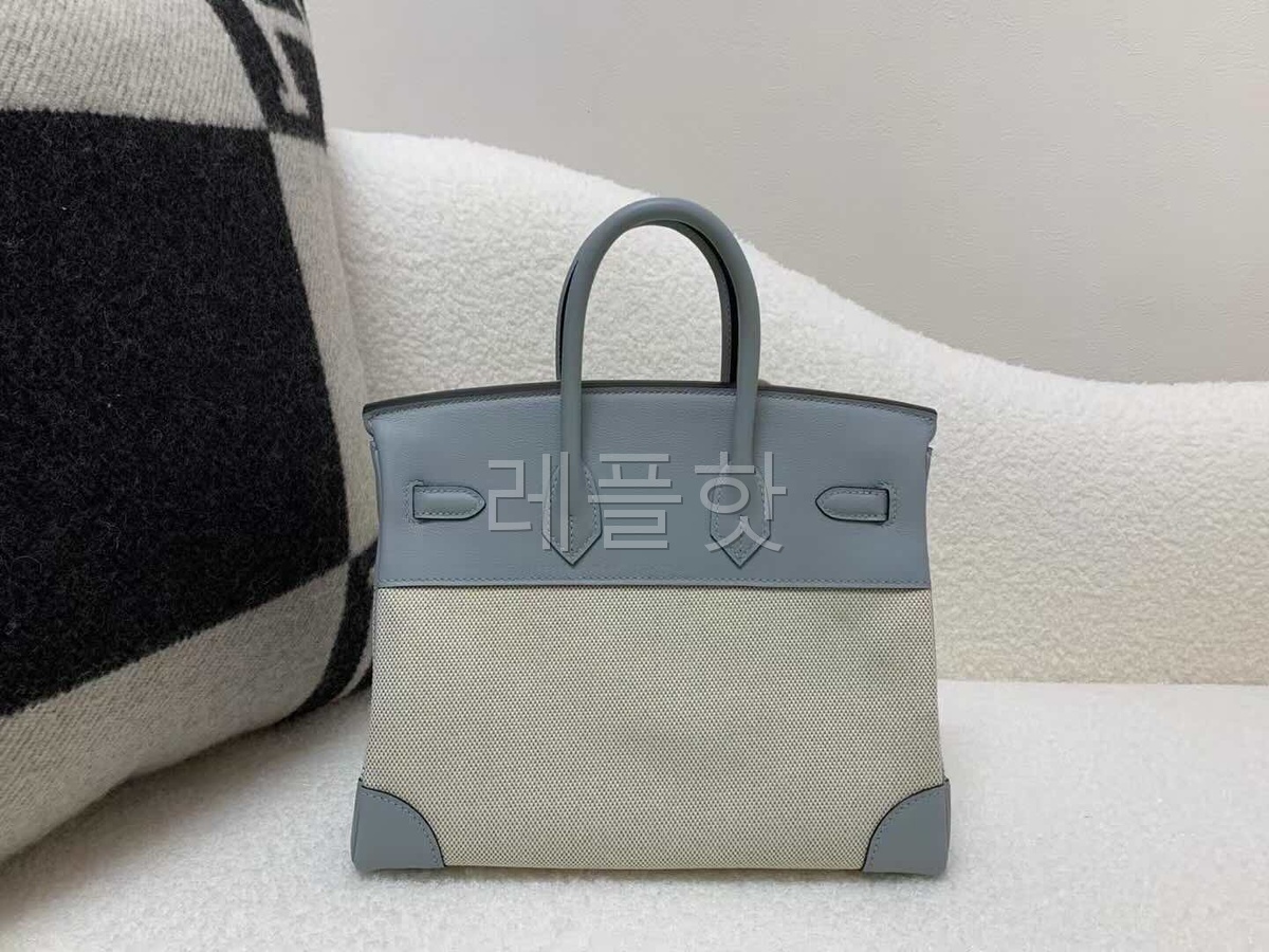 HERMÈS Birkin 25 Toile H canvas Swift Palladium hardware