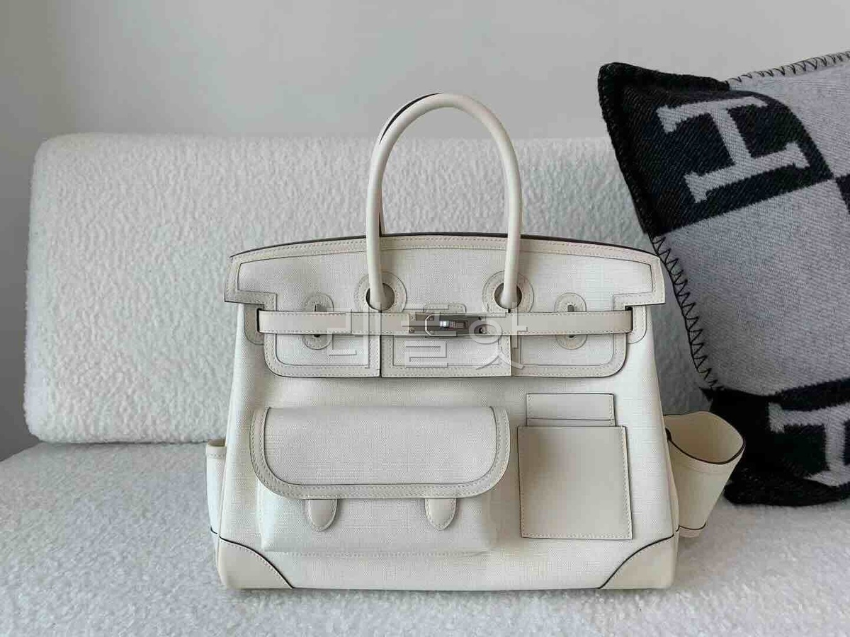 Hermès Birkin 35 Cargo Swift & Canvas Craie x Palladium Hardware