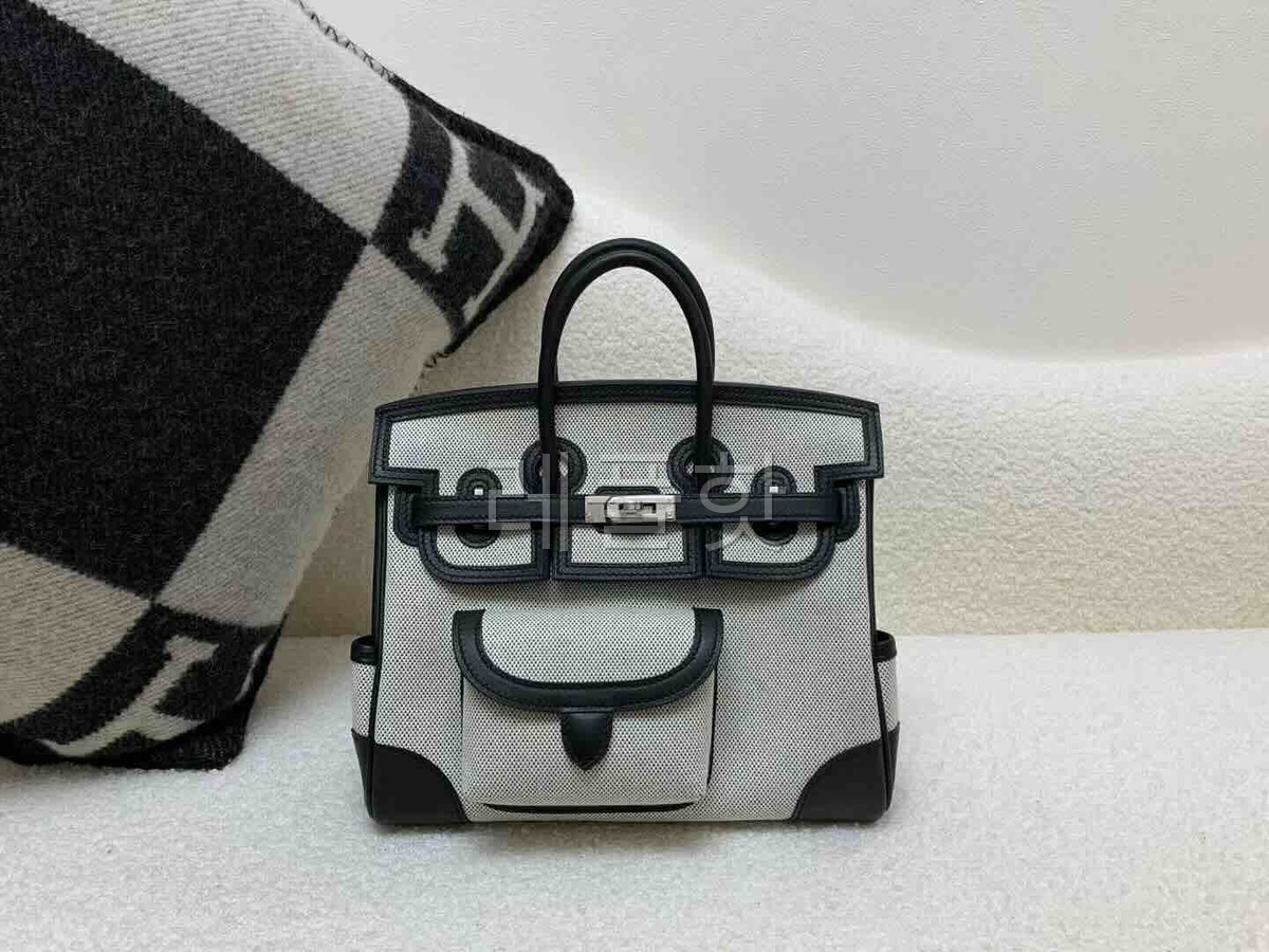 Hermès Birkin25 Cargo Ecru and Noir x Palladium Hardware