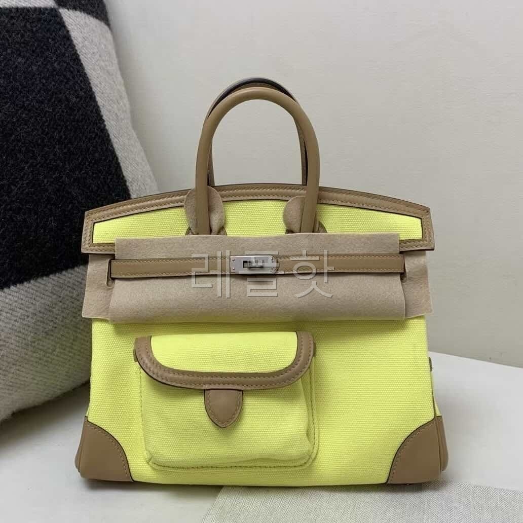 Hermès Birkin 25 Cargo Canvas with Swift Lemon Yellow x Palladium Hardware