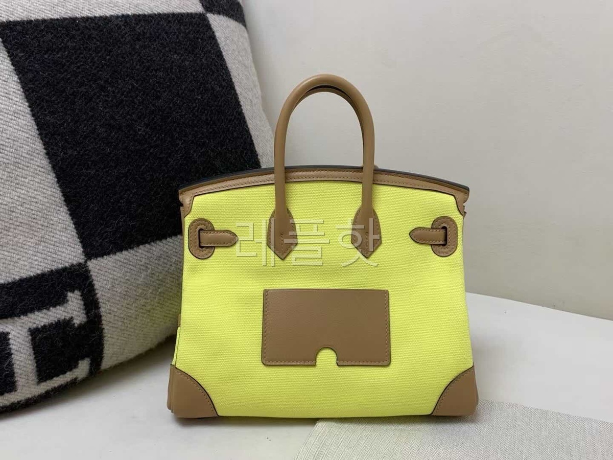 Hermès Birkin 25 Cargo Canvas with Swift Lemon Yellow x Palladium Hardware