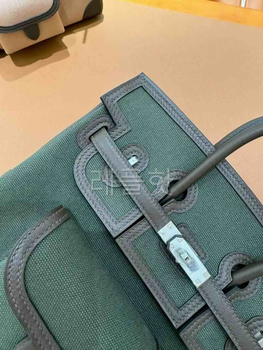 Hermès Birkin 25 Cargo Canvas & Swift Bronze Green x Palladium Hardware