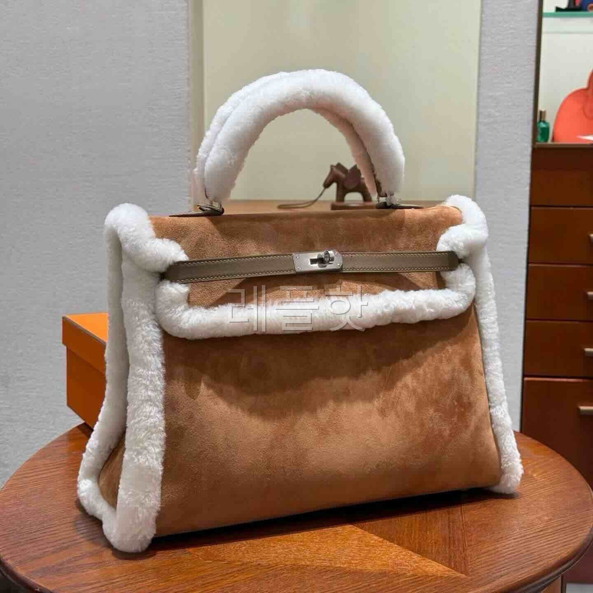 Hermès Kelly 35 Teddy Suede & Shearling