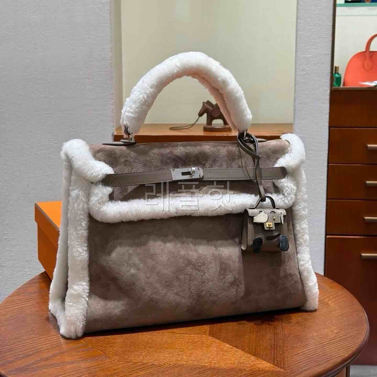Hermès Kelly 35 Teddy Suede & Shearling