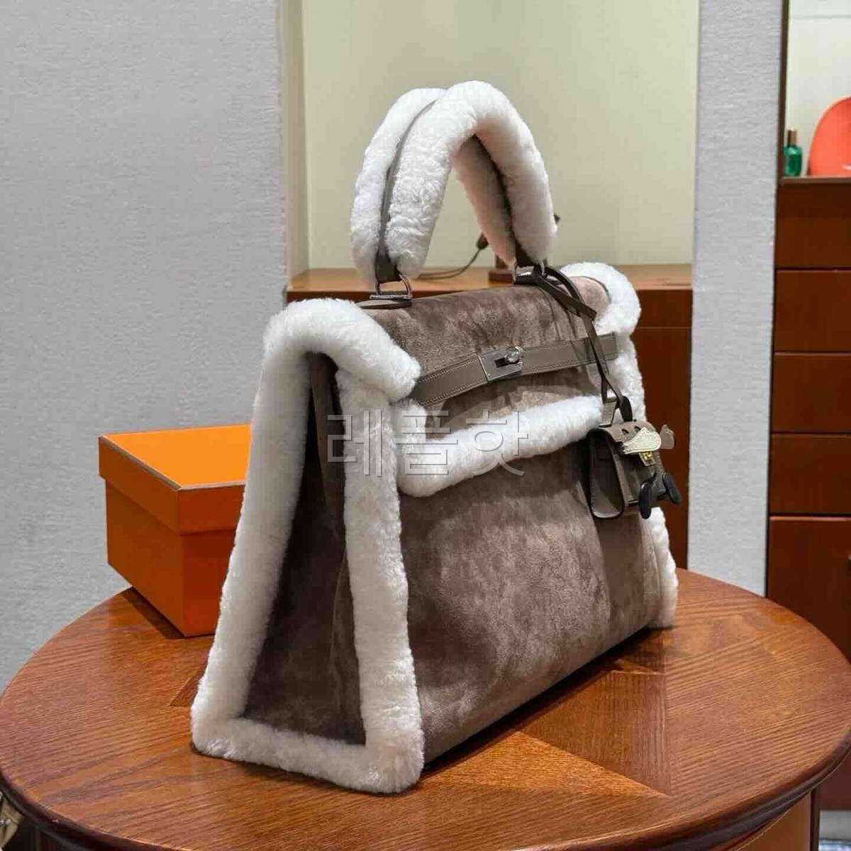 Hermès Kelly 35 Teddy Suede & Shearling