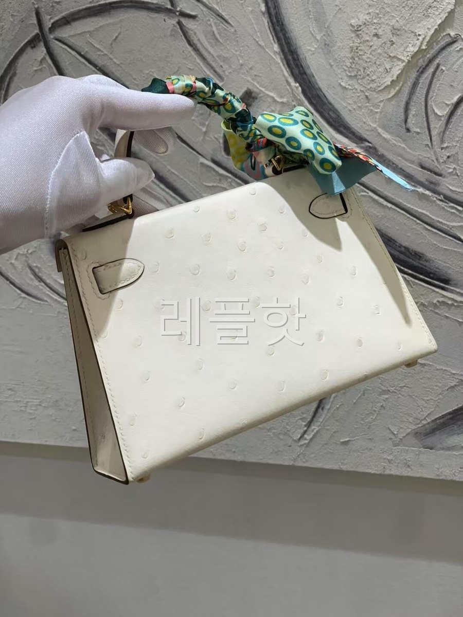 Hermès Kelly II Ostrich Nata x Palladium Hardware