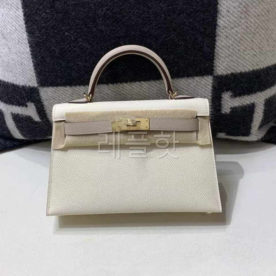 Hermès Mini Kelly II Nata / Gris Tourterelle Epsom x Gold Hardware