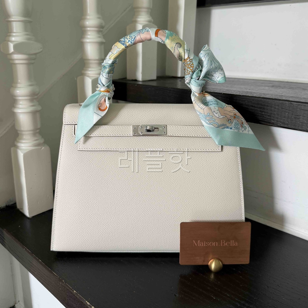 Hermès Kelly 25 Epsom Sellier Craie x Palladium Hardware