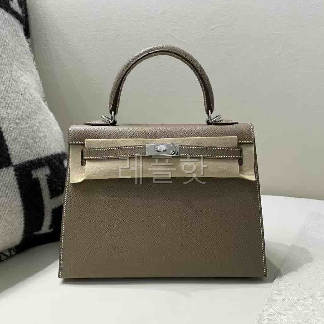 Hermès Kelly 25 Epsom Etoupe x Palladium hardware