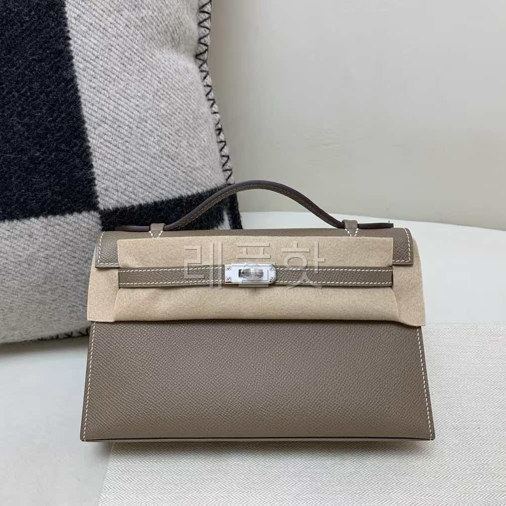 Hermès Pochette Epsom Etoupe x Palladium Hardware