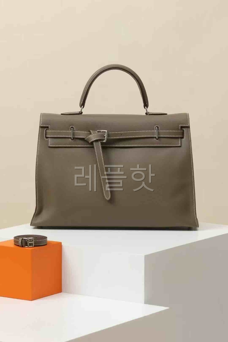 Hermès Kelly35 Swift Etoupe x Palladium Hardware