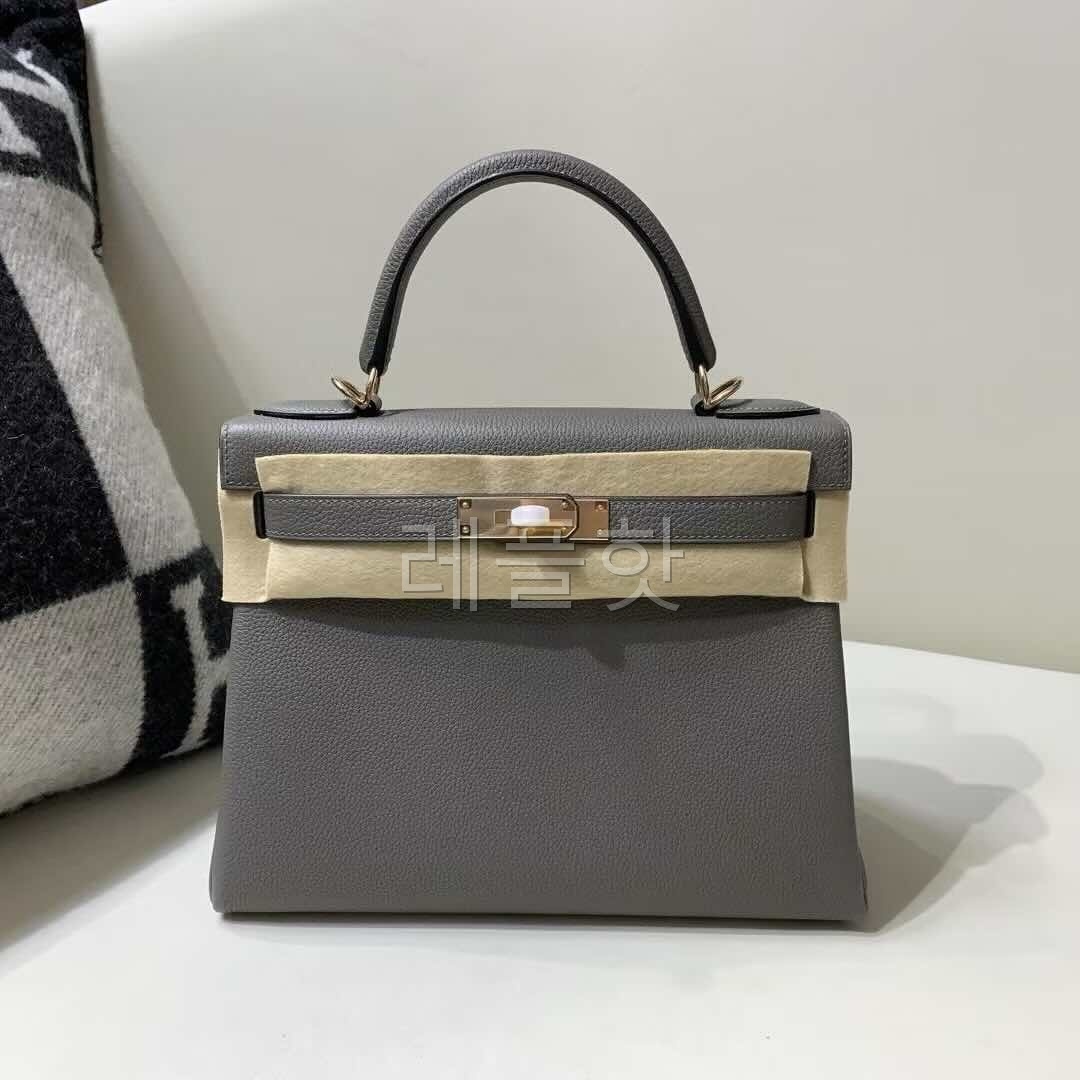 Hermès Kelly25 Epsom Sellier Etain x Rose hardware