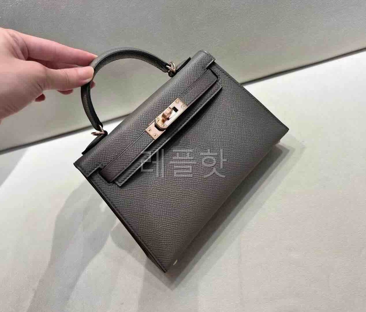 Hermès Mini Kelly II Epsom Etain x Rose Gold Hardware