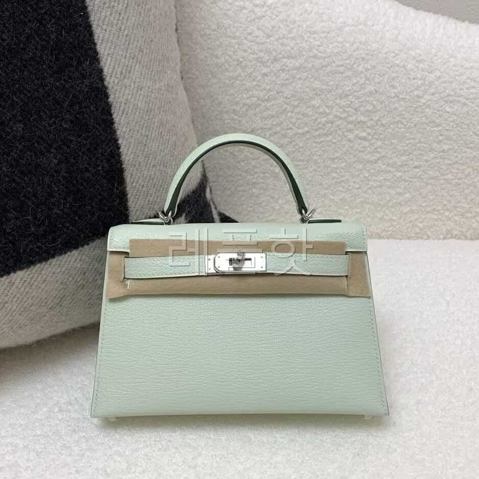Hermès Mini Kelly II Vert d’Eau Evercolor x Palladium hardware