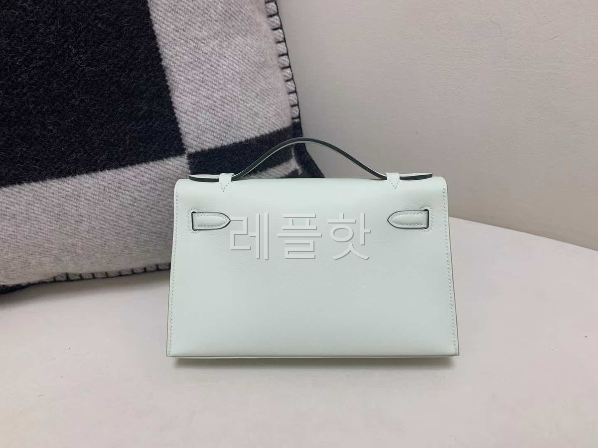 Hermès Kelly Pochette Swift Vert Fizz x Palladium Hardware