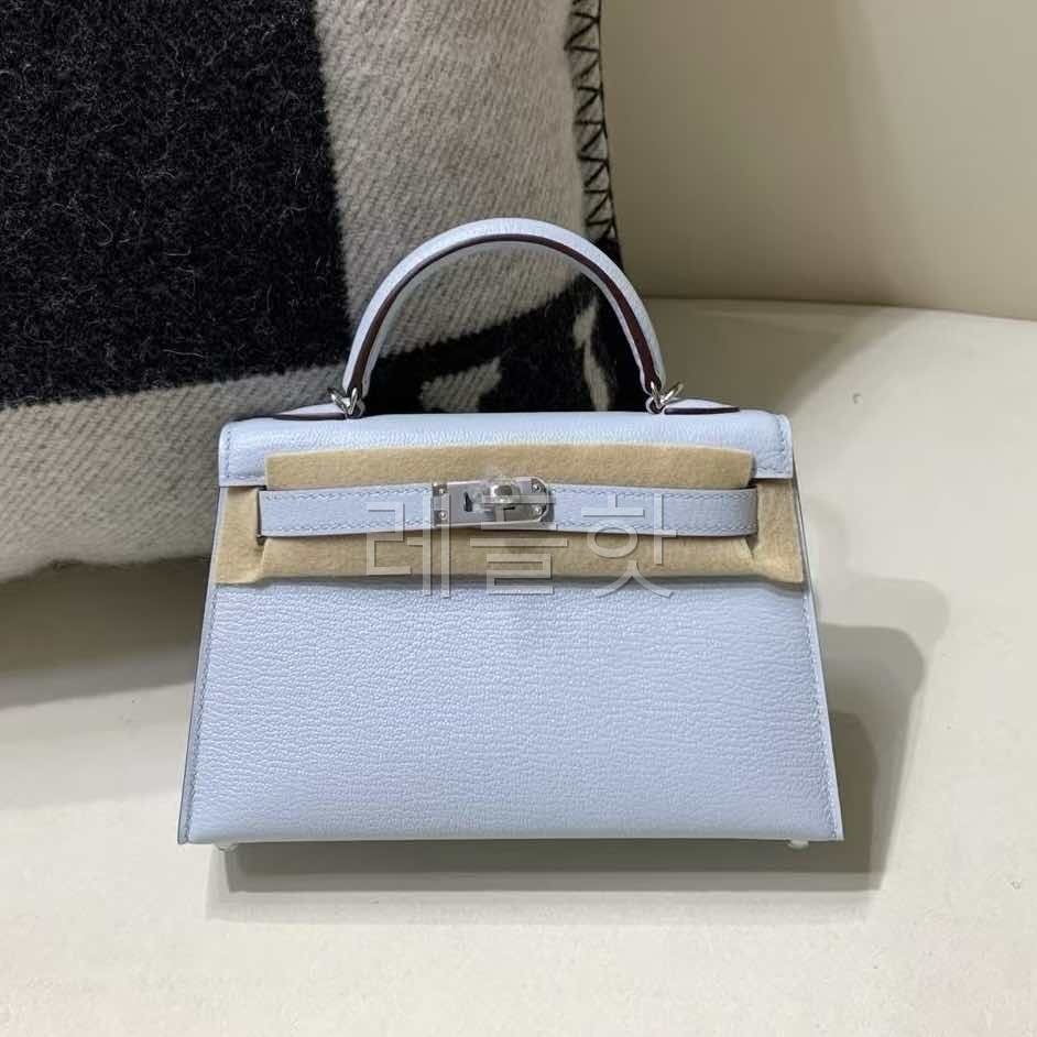 Hermès Mini Kelly II Epsom Bleu Brume x Palladium Hardware