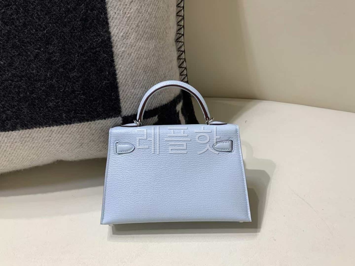 Hermès Mini Kelly II Epsom Bleu Brume x Palladium Hardware