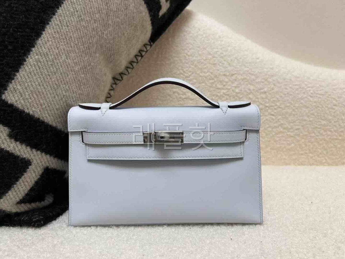 Hermès Pochette Swift Bleu Brume x Palladium Hardware