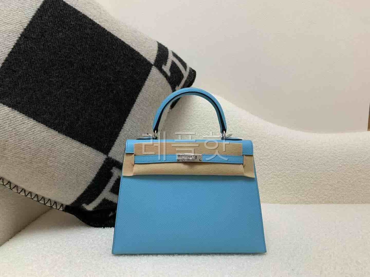 Hermès Kelly 25 Epsom Celeste x Palladium Hardware